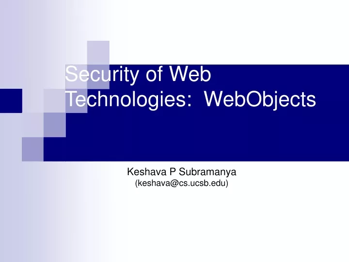 security of web technologies webobjects