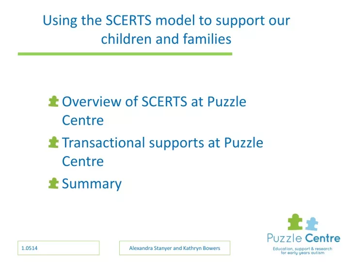 overview of scerts at puzzle centre transactional supports at puzzle centre summary