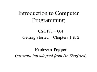 Introduction to Computer Programming