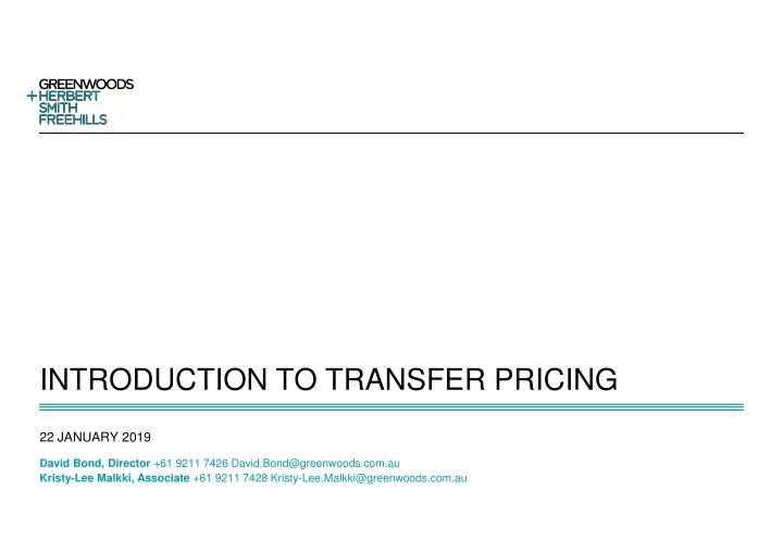 introduction to transfer pricing