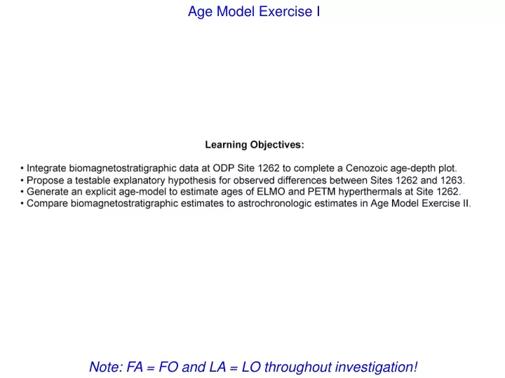 age model exercise i