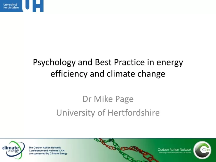 psychology and best practice in energy efficiency and climate change