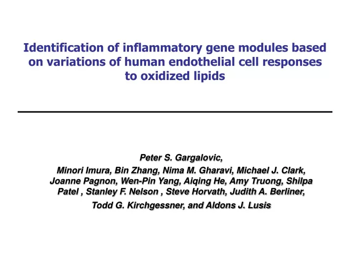 identification of inflammatory gene modules based