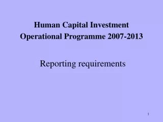 Human Capital Investment Operational Programme 2007-2013