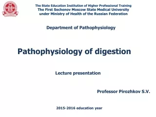 Pathophysiology of digestion