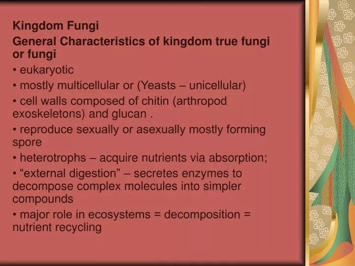 kingdom fungi general characteristics of kingdom