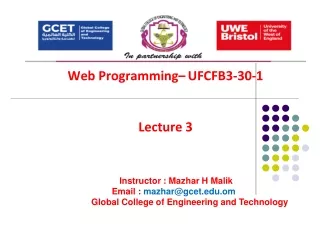 Web Programming – UFCFB3-30-1 Lecture 3