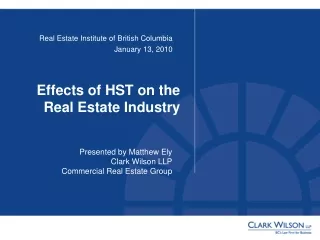 Effects of HST on the Real Estate Industry
