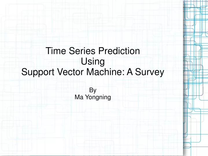 time series prediction using support vector