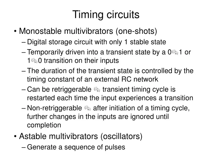 timing circuits