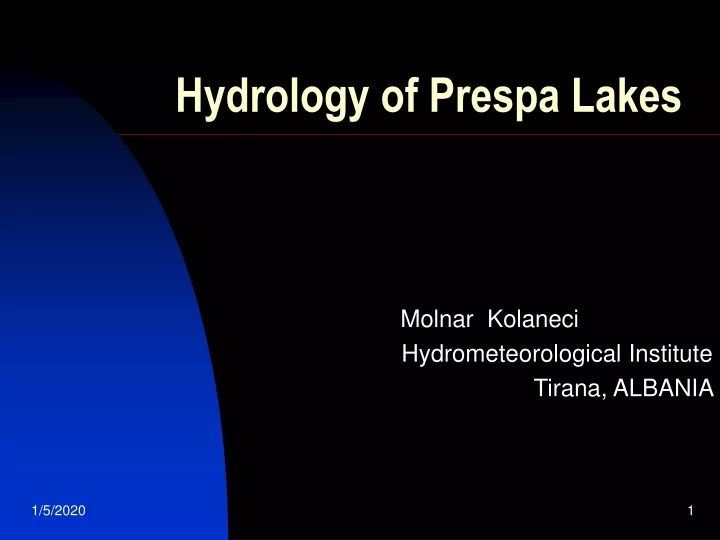 hydrology of prespa lakes