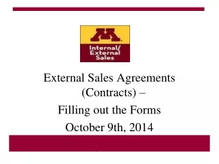 External Sales Agreements (Contracts) –  Filling out the Forms October 9th, 2014