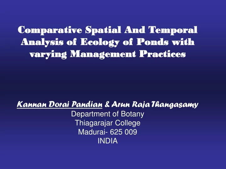 comparative spatial and temporal analysis