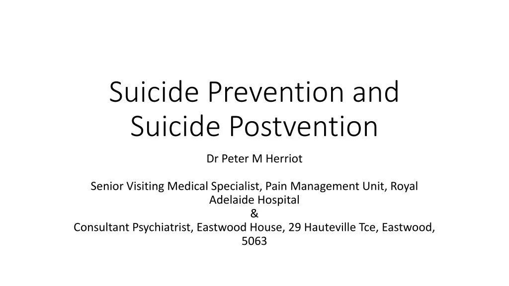 PPT - Suicide Prevention and Suicide Postvention PowerPoint ...