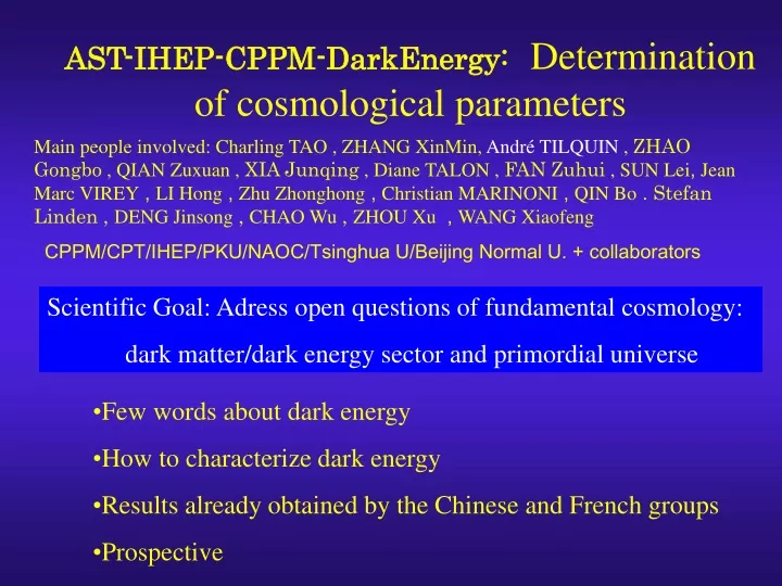 ast ihep cppm darkenergy determination of cosmological parameters