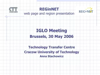 REGinNET web page and region presentation