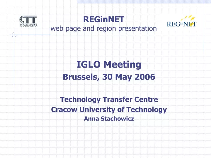 reginnet web page and region presentation