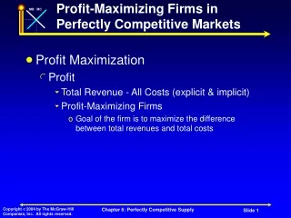 Profit-Maximizing Firms in Perfectly Competitive Markets