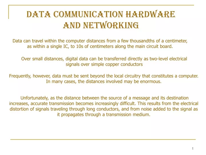data communication hardware and networking
