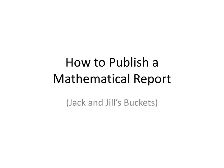 how to publish a mathematical report