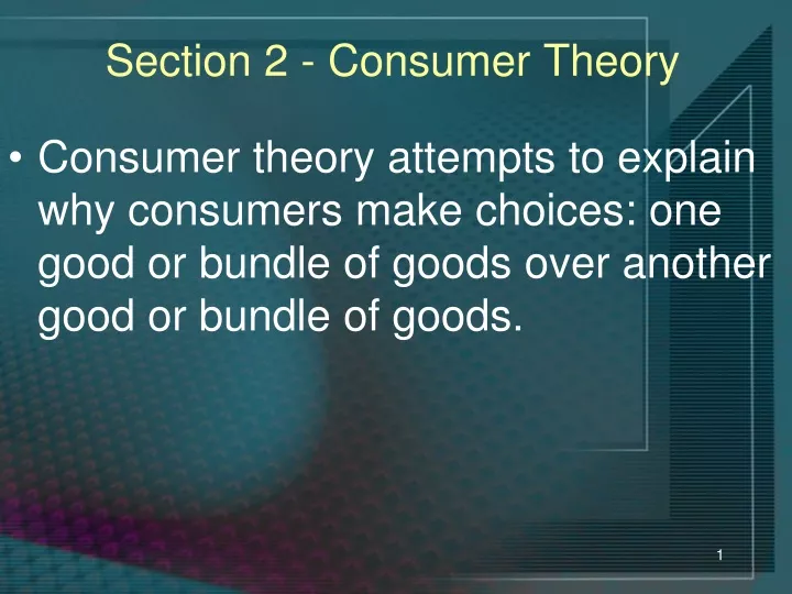 section 2 consumer theory