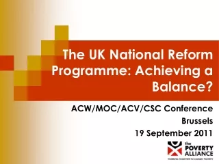 The UK National Reform Programme: Achieving a Balance?
