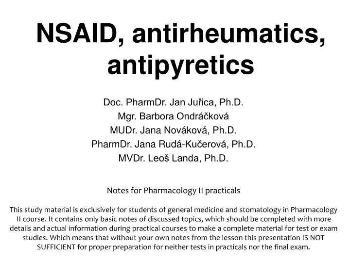 nsaid antirheumatics antipyretics