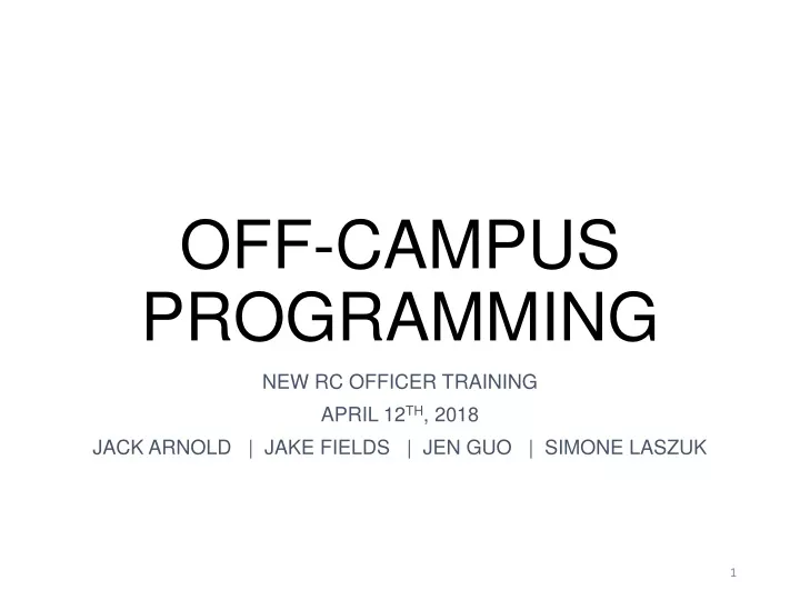 off campus programming