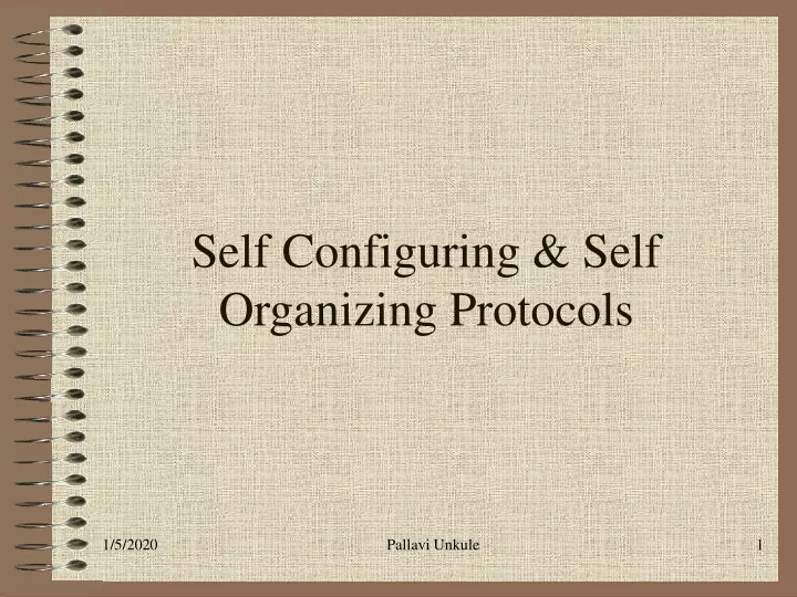 self configuring self organizing protocols
