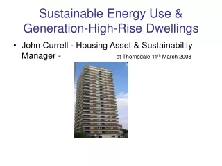 Sustainable Energy Use &amp; Generation-High-Rise Dwellings
