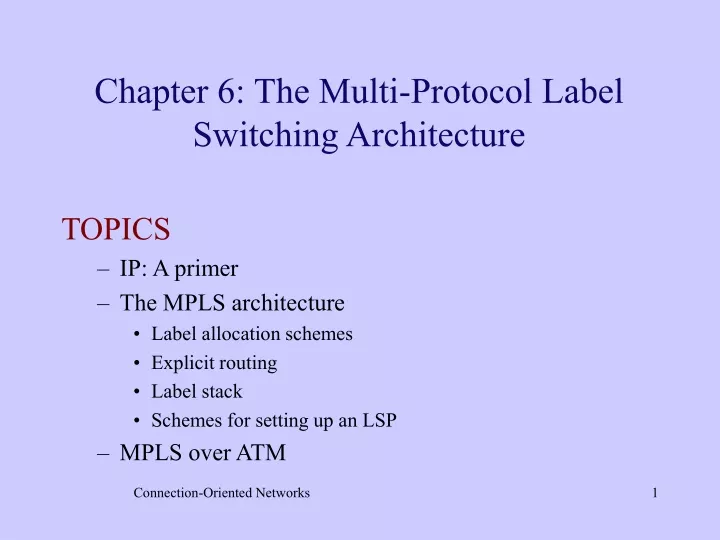 chapter 6 the multi protocol label switching architecture