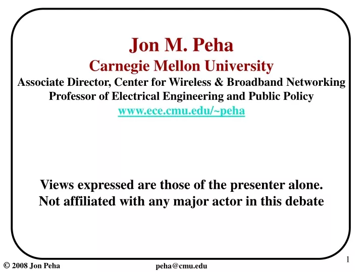 jon m peha carnegie mellon university associate