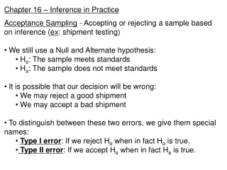 Chapter 16 – Inference in Practice