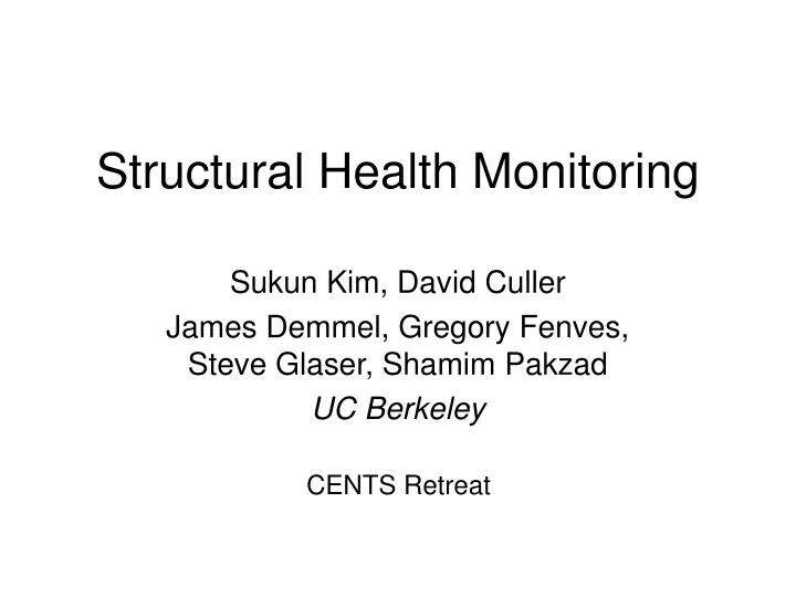 structural health monitoring