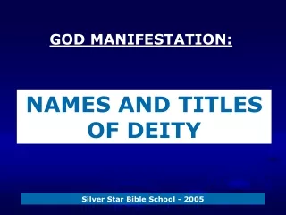 GOD MANIFESTATION: