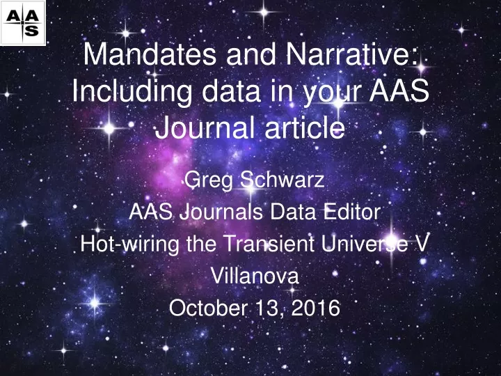 mandates and narrative including data in your aas journal article