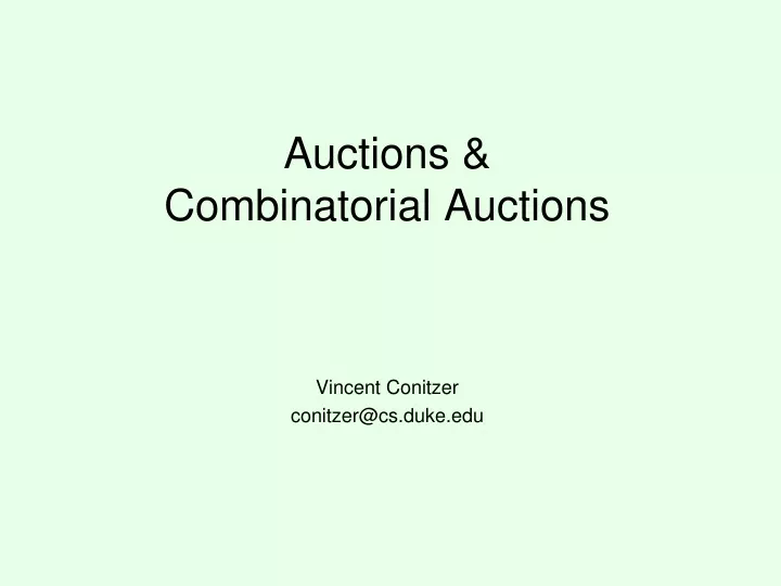 auctions combinatorial auctions