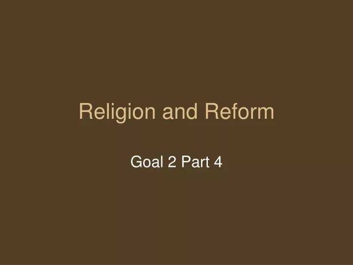 religion and reform