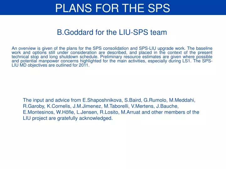 plans for the sps