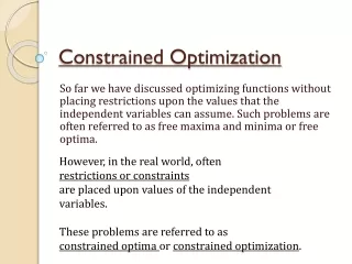 Constrained Optimization