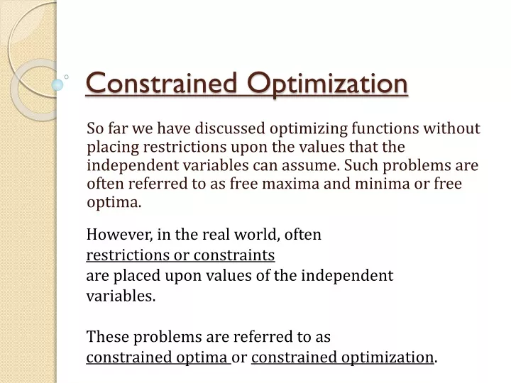 constrained optimization