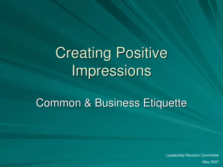 creating positive impressions