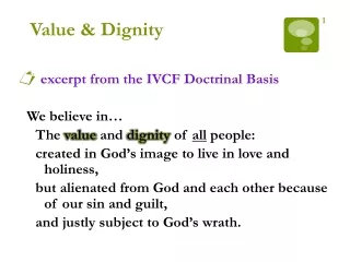 Value &amp; Dignity