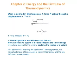 Chapter 2: Energy and the First Law of Thermodynamics