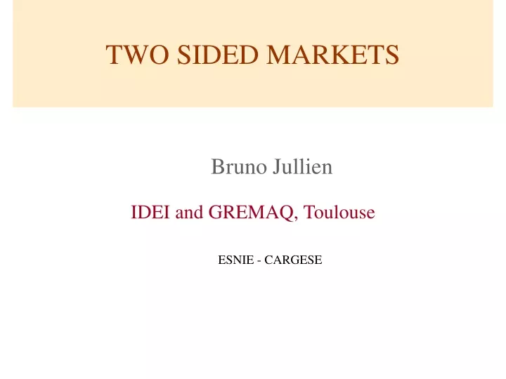 two sided markets