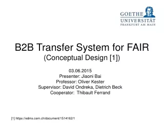 B2B Transfer System for FAIR (Conceptual Design [1])