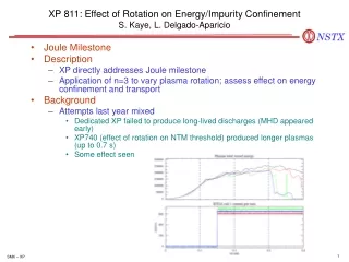 XP 811: Effect of Rotation on Energy/Impurity Confinement S. Kaye, L. Delgado-Aparicio