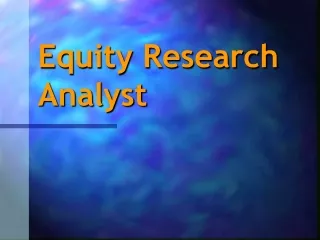 Equity Research  Analyst