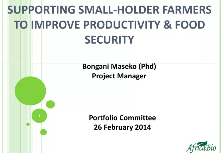 supporting small holder farmers to improve