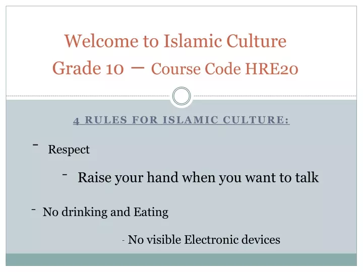 welcome to islamic culture grade 10 course code hre20